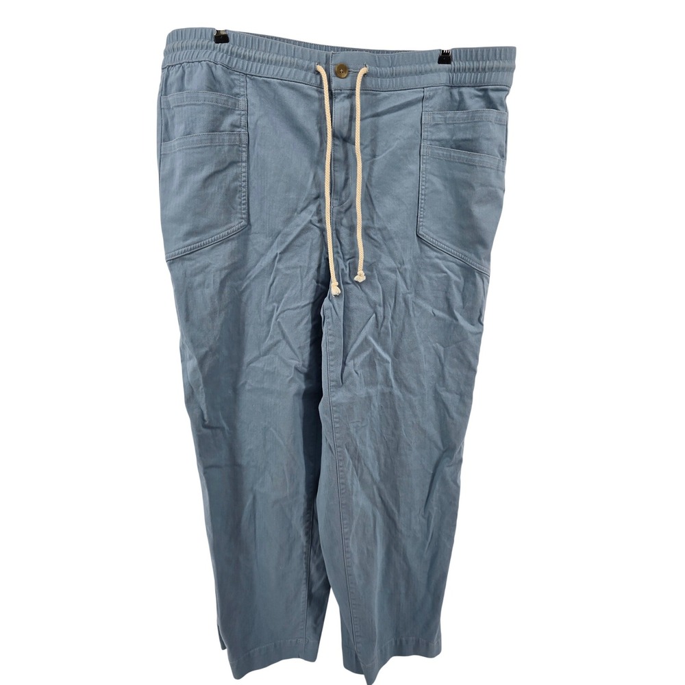 Lands' End Women's Cropped Drawstring Pants in Slate Blue